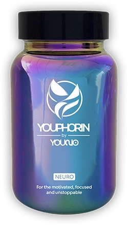 youphorin-product Youphorin Neuro kapszula prémium termékfotója, elegáns, letisztult dizájnnal.